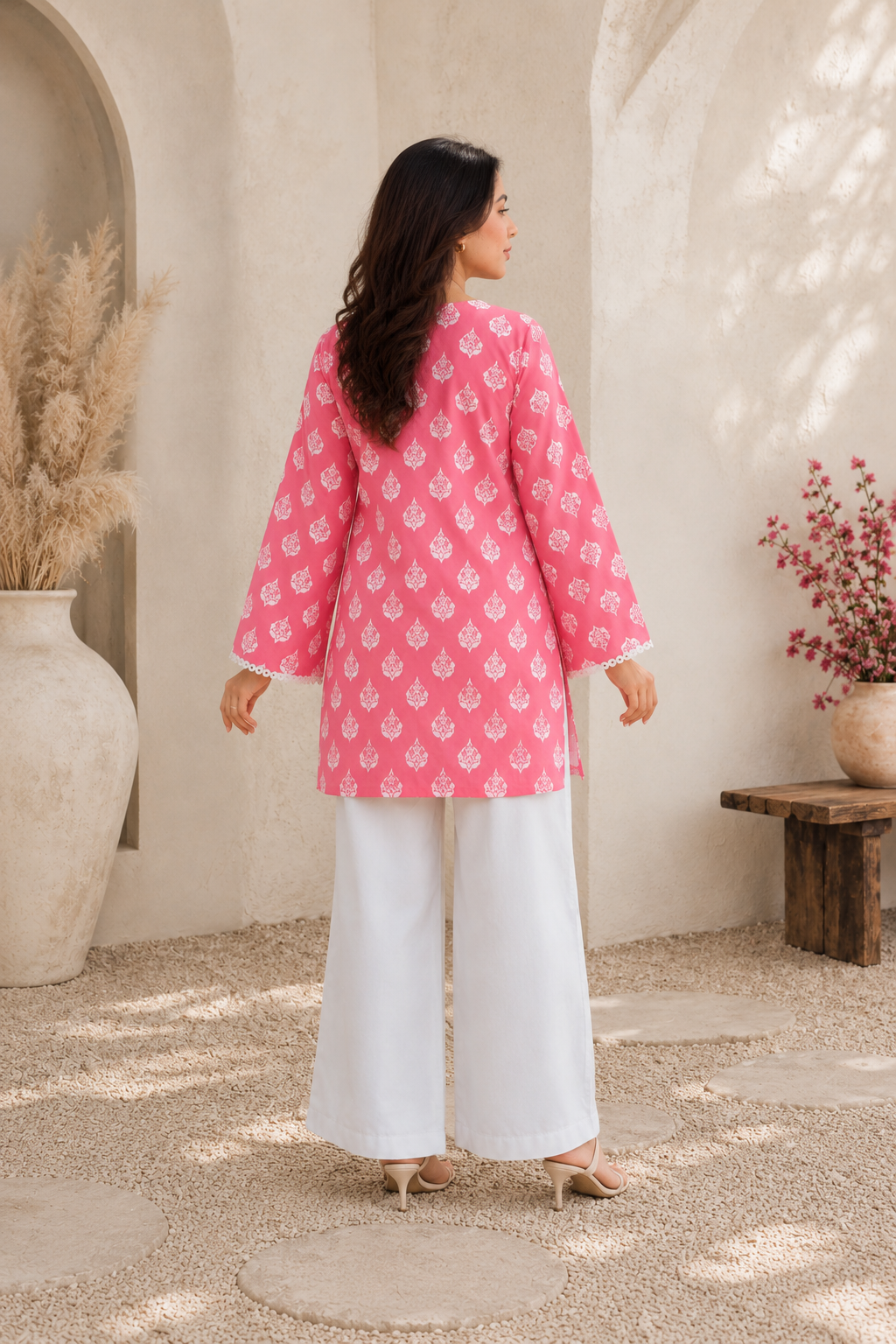 Printed Square Neck Flared Sleeves Kurti