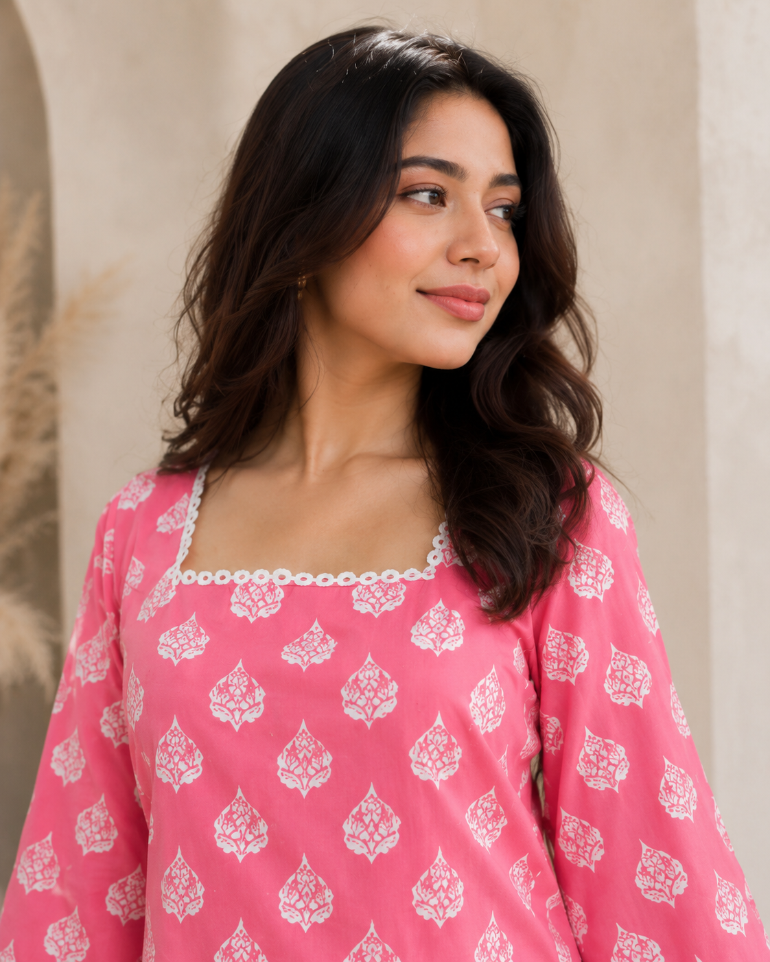 Printed Square Neck Flared Sleeves Kurti