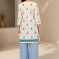 Women's off-white floral printed cotton straight kurta