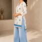 Women's off-white floral printed cotton straight kurta