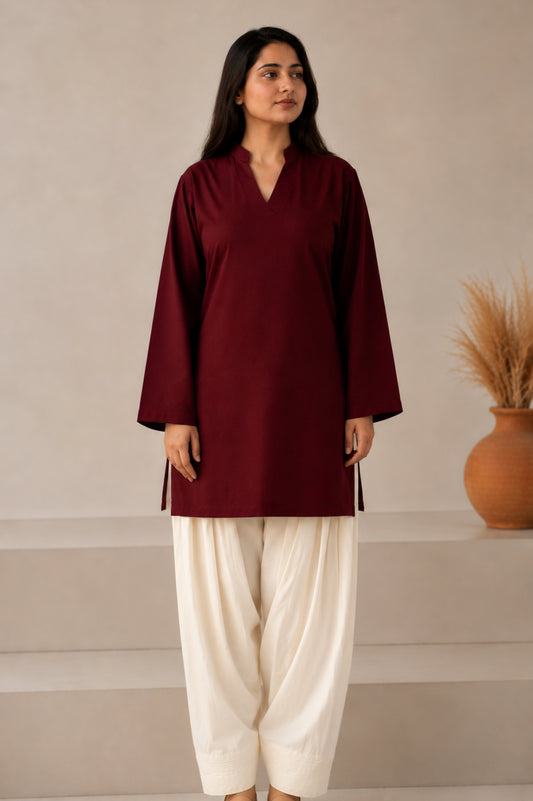 Maroon rayon tunic plazoo