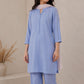 Sky blue linen straight kurta