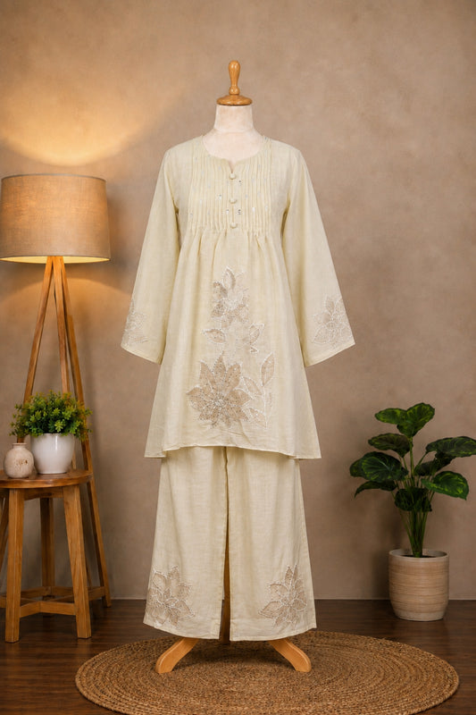 Ivory Embroidered Co-ord Set for Women