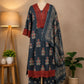 Shop Slate Blue Ajrakh Printed Kurta Set by Subi Trends, crafted in pure cotton with a printed kurta, palazzo and dupatta for elegant everyday and festive ethnic wear.