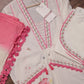 White & Pink Embroidered Kurta Set