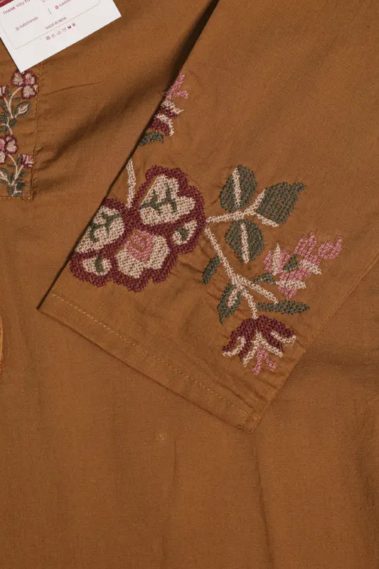 Mustard Embroidered Pant Kurta