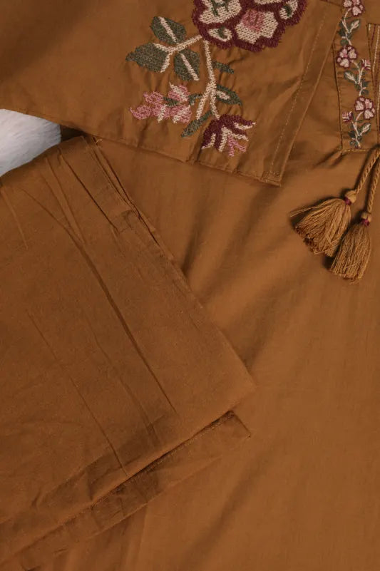 Mustard Embroidered Pant Kurta