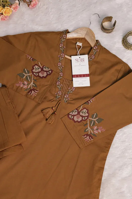Mustard Embroidered Pant Kurta