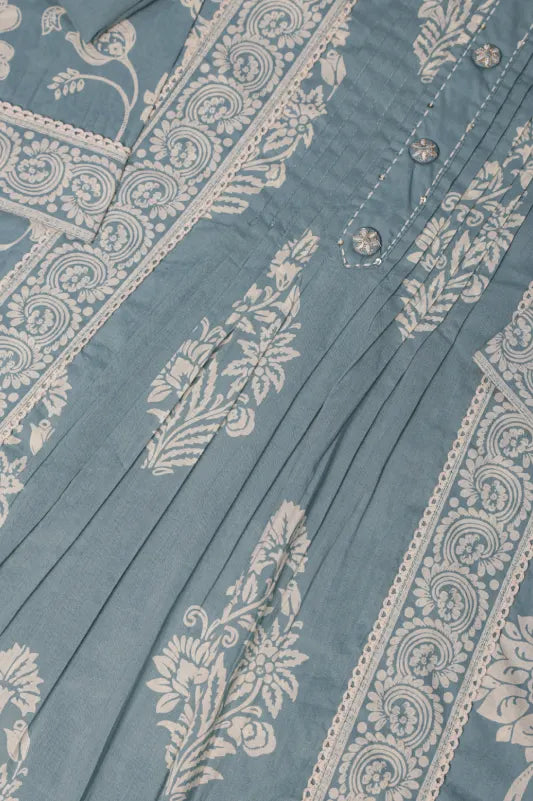 Light Blue Floral Printed Kurta Set