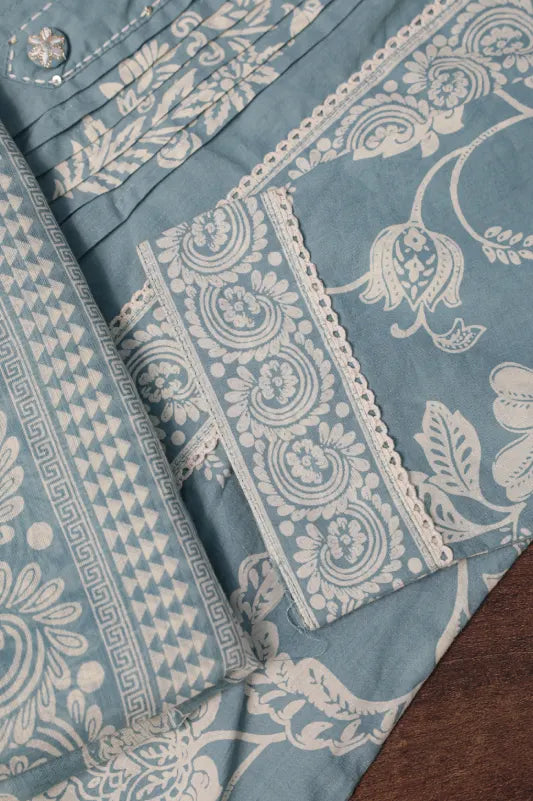 Light Blue Floral Printed Kurta Set