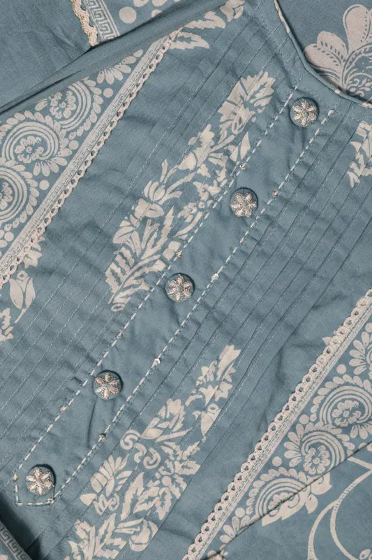 Light Blue Floral Printed Kurta Set