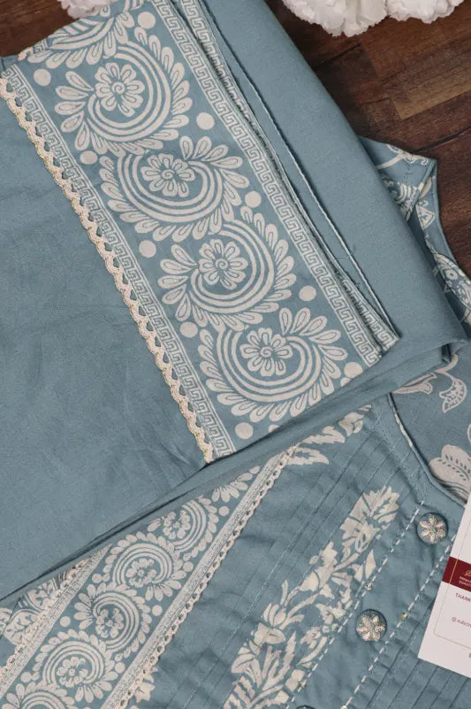Light Blue Floral Printed Kurta Set