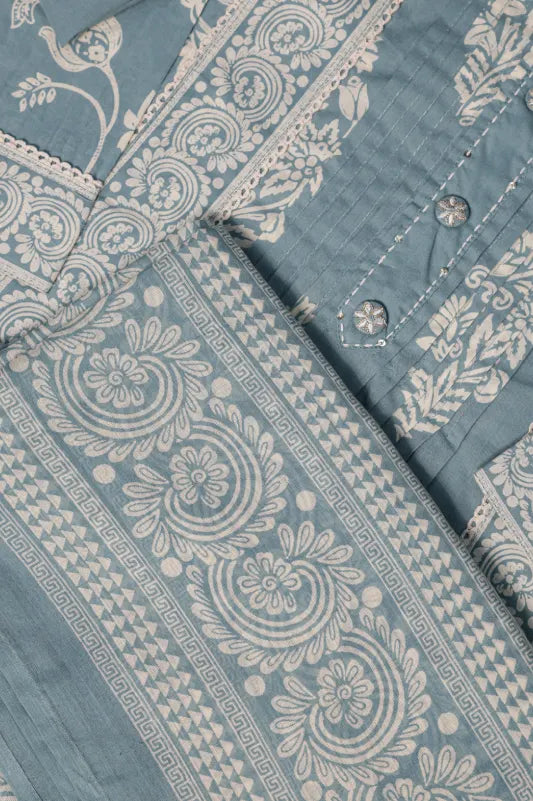 Light Blue Floral Printed Kurta Set