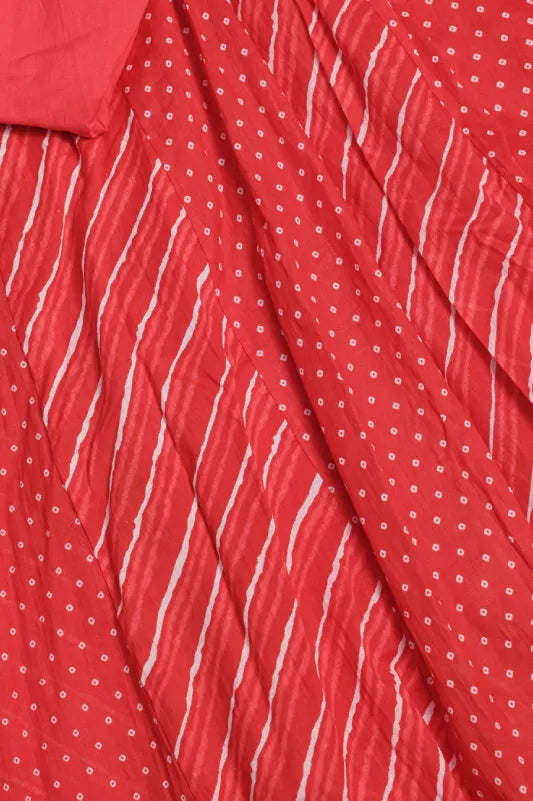 Red Leheriya Printed Kurta Set