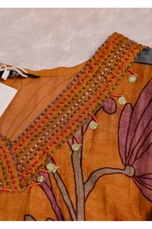 Mustard Floral Printed Kurta Set