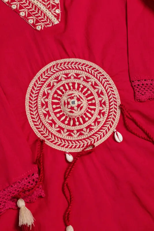 Pink Embroidered Suit Set