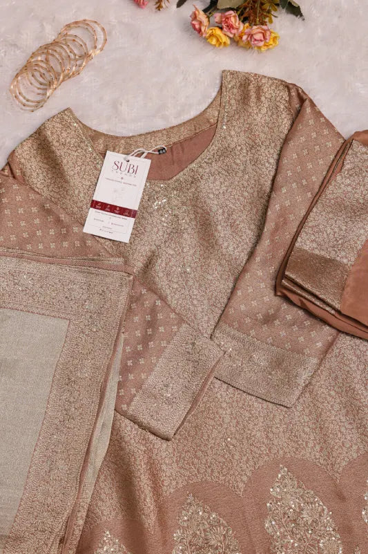 Rose Gold Embroidered Suit Set