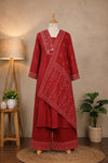 Red Bandhani Print Suit Set for Women