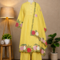 Yellow Floral Embroidered Cord Set