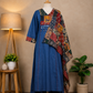 Navy Blue Printed Suit Set with Statement Dupatta