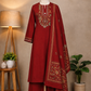 Maroon Floral Embroidered Suit Set