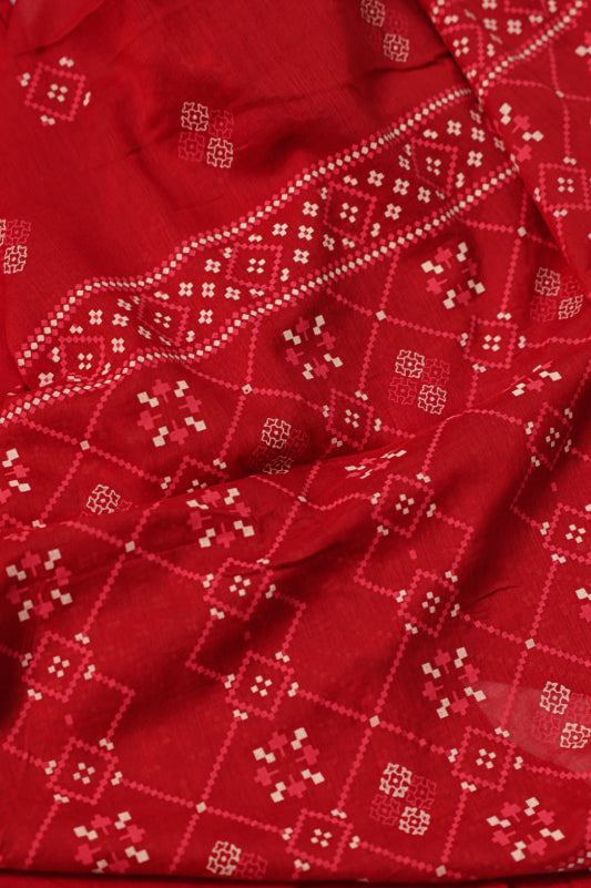 Red Bandhani Print Suit Set