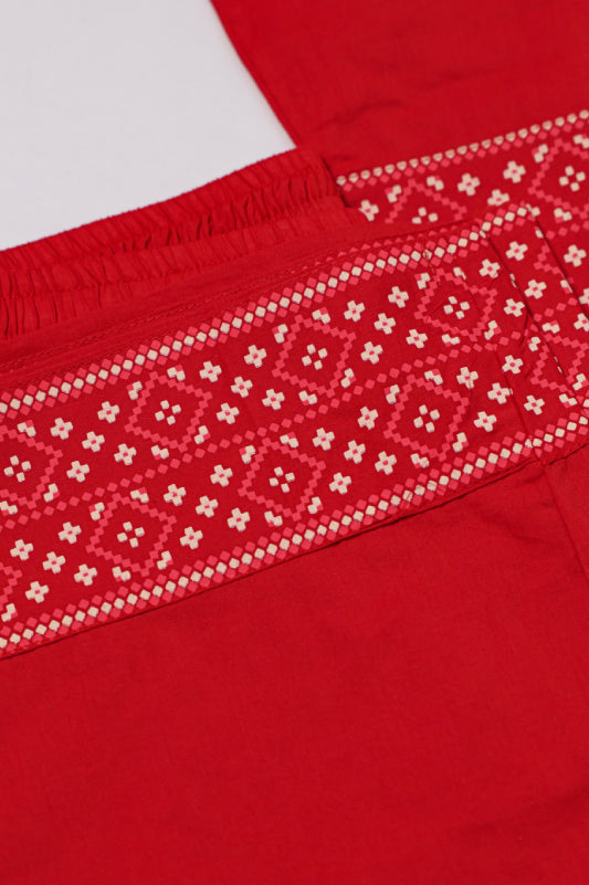 Red Bandhani Print Suit Set