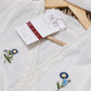 White Cotton Kurta Set With Blue Floral Embroidered