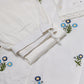 White Cotton Kurta Set With Blue Floral Embroidered