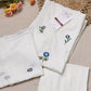 White Cotton Kurta Set With Blue Floral Embroidered