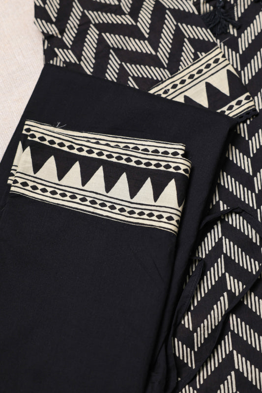 Black & White Printed Kurta Set for Women