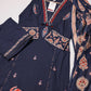 Navy Blue Cotton Kurta Pant Set with Printed Dupatta