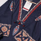 Navy Blue Cotton Kurta Pant Set with Printed Dupatta