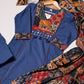 Navy Blue Printed Suit Set with Statement Dupatta