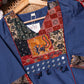 Navy Blue Printed Suit Set with Statement Dupatta