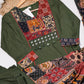 Olive Green Printed Kurta Set with Statement Dupatta