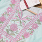 Pastel Blue Kurta Set with Embroidered Neck Panel