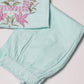 Pastel Blue Kurta Set with Embroidered Neck Panel