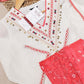 White & Coral Suit Set