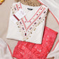 White & Coral Suit Set