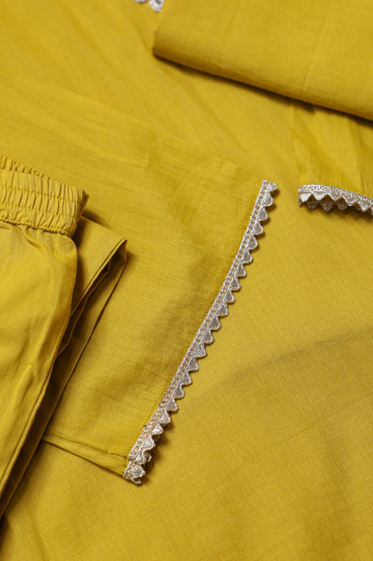 Mustard Embellished Kurta Set