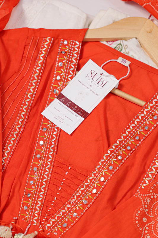 Orange Printed Suit Set