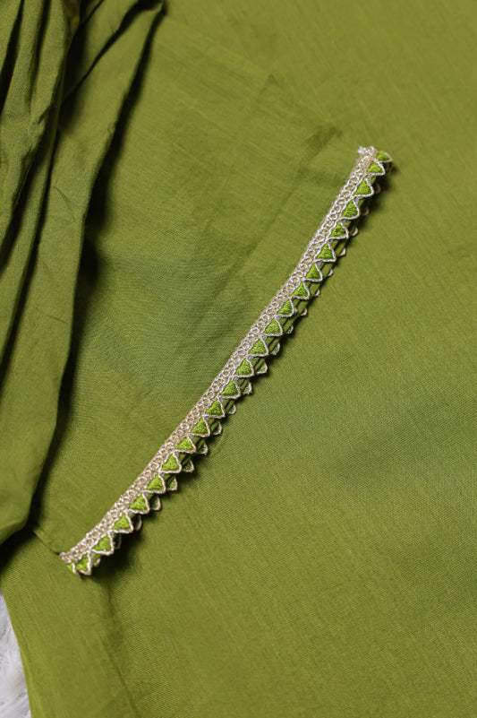 Olive Green Embellished Kurta Set