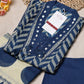 Navy Blue Printed Suit Set