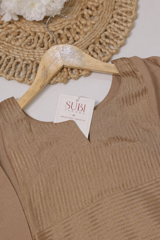 Mocha Beige A-line Straight Kurta Set