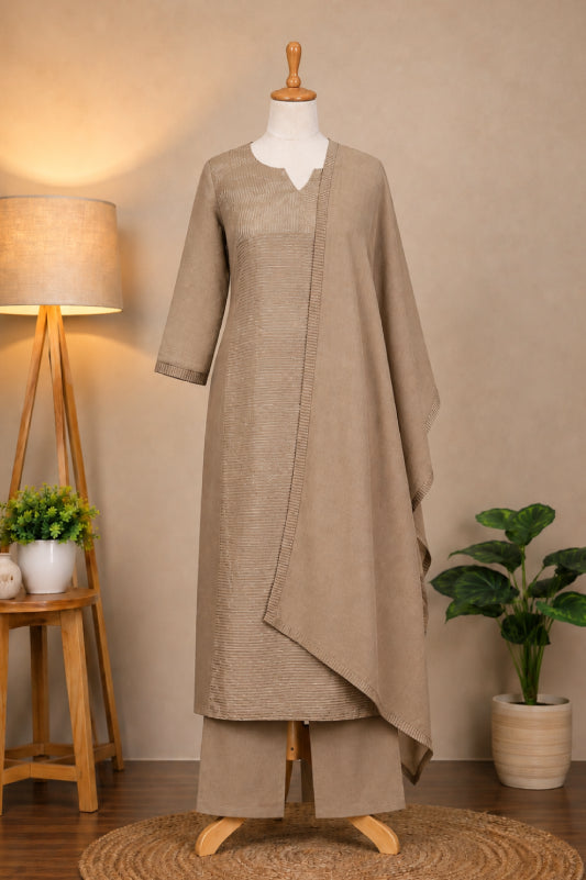 Mocha Beige A-line Straight Kurta Set