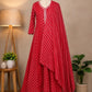 Red Leheriya Printed Kurta Set
