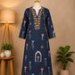 Navy Blue Floral Printed Kurta Set