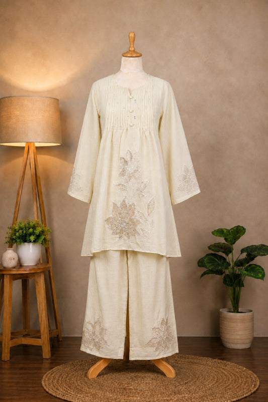Ivory Embroidered Co-ord Set for Women