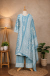 Light Blue Floral Printed Kurta Set